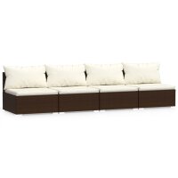 vidaXL 4-Sitzer-Sofa mit Kissen Braun Poly Rattan