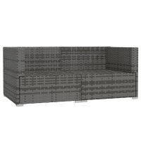 vidaXL 2-Sitzer-Sofa mit Kissen Grau Poly Rattan