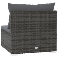 vidaXL 3-Sitzer-Sofa mit Kissen Grau Poly Rattan