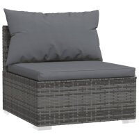 vidaXL 4-Sitzer-Sofa mit Kissen Grau Poly Rattan