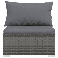 vidaXL 4-Sitzer-Sofa mit Kissen Grau Poly Rattan