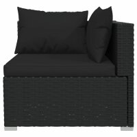 vidaXL 2-Sitzer-Sofa mit Kissen Schwarz Poly Rattan