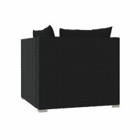 vidaXL 2-Sitzer-Sofa mit Kissen Schwarz Poly Rattan