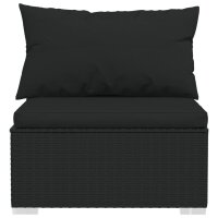 vidaXL 3-Sitzer-Sofa mit Kissen Schwarz Poly Rattan