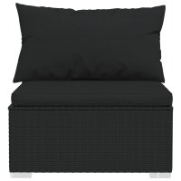 vidaXL 3-Sitzer-Sofa mit Kissen Schwarz Poly Rattan