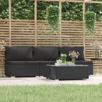 vidaXL 4-tlg. Garten-Lounge-Set mit Kissen Schwarz Poly Rattan