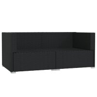 vidaXL 2-Sitzer-Sofa mit Kissen Schwarz Poly Rattan