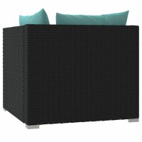 vidaXL 2-Sitzer-Sofa mit Kissen Schwarz Poly Rattan