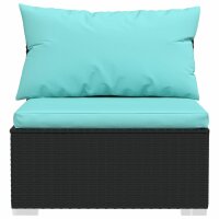 vidaXL 3-Sitzer-Sofa mit Auflagen Schwarz Poly Rattan