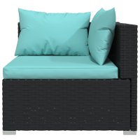vidaXL 3-tlg. Garten-Lounge-Set mit Kissen Schwarz Poly Rattan