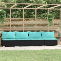 vidaXL 4-Sitzer-Sofa mit Kissen Schwarz Poly Rattan