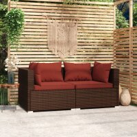 vidaXL 2-Sitzer-Sofa mit Kissen Braun Poly Rattan