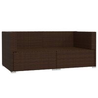 vidaXL 2-Sitzer-Sofa mit Kissen Braun Poly Rattan