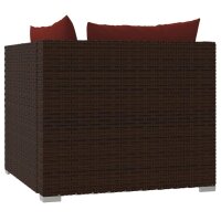 vidaXL 2-Sitzer-Sofa mit Kissen Braun Poly Rattan