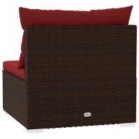 vidaXL Garten-Mittelsofa mit Kissen Braun Poly Rattan