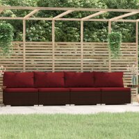 vidaXL 4-Sitzer-Sofa mit Kissen Braun Poly Rattan