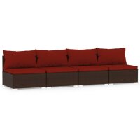 vidaXL 4-Sitzer-Sofa mit Kissen Braun Poly Rattan