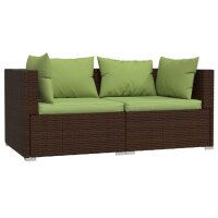 vidaXL 2-Sitzer-Sofa mit Kissen Braun Poly Rattan