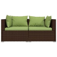 vidaXL 2-Sitzer-Sofa mit Kissen Braun Poly Rattan