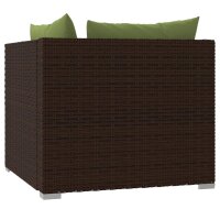 vidaXL 2-Sitzer-Sofa mit Kissen Braun Poly Rattan