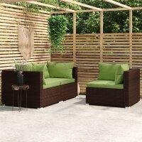 vidaXL 3-tlg. Garten-Lounge-Set mit Kissen Braun Poly Rattan