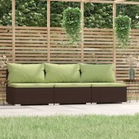 vidaXL 3-Sitzer-Sofa mit Kissen Braun Poly Rattan