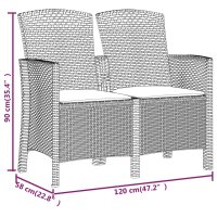 vidaXL 2-Sitzer Gartenbank mit Kissen PP Rattan Graphit