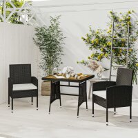 vidaXL 3-tlg. Garten-Essgruppe Poly Rattan Schwarz