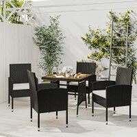 vidaXL 5-tlg. Garten-Essgruppe Poly Rattan Schwarz