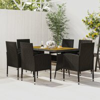 vidaXL 7-tlg. Garten-Essgruppe Poly Rattan Schwarz