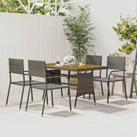 vidaXL 5-tlg. Garten-Essgruppe Poly Rattan Grau