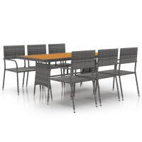 vidaXL 7-tlg. Garten-Essgruppe Poly Rattan Grau