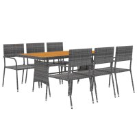 vidaXL 7-tlg. Garten-Essgruppe Poly Rattan Grau