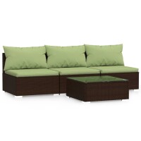 vidaXL 4-tlg. Garten-Lounge-Set mit Kissen Braun Poly Rattan