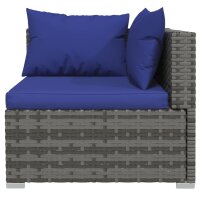 vidaXL 2-Sitzer-Sofa mit Kissen Grau Poly Rattan