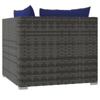 vidaXL 2-Sitzer-Sofa mit Kissen Grau Poly Rattan