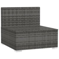 vidaXL Garten-Mittelsofa mit Kissen Grau Poly Rattan