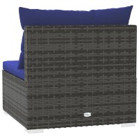 vidaXL 4-Sitzer-Sofa mit Kissen Grau Poly Rattan