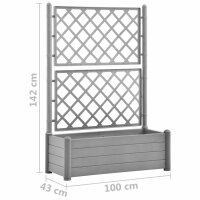 vidaXL Pflanzk&uuml;bel mit Spalier 100x43x142 cm PP Steingrau