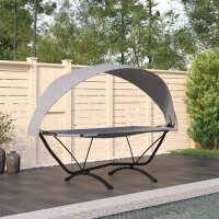 vidaXL Outdoor-Loungebett mit Dach Grau Stahl und...