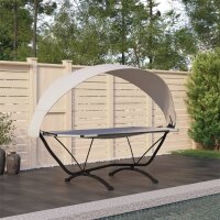 vidaXL Outdoor-Loungebett mit Dach Creme Stahl und...