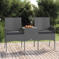 vidaXL 2-Sitzer-Gartensofa mit Teetisch Poly Rattan Anthrazit