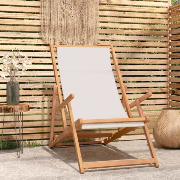 vidaXL Strandstuhl Klappbar Massivholz Teak Creme