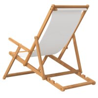 vidaXL Strandstuhl Klappbar Massivholz Teak Creme