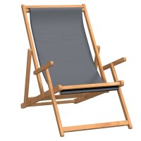 vidaXL Strandstuhl Klappbar Massivholz Teak Grau