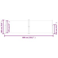 vidaXL Seitenmarkise Ausziehbar Creme 180x600 cm