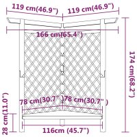 vidaXL Eckpergola mit Bank 166x81x174 cm Kiefernholz Impr&auml;gniert