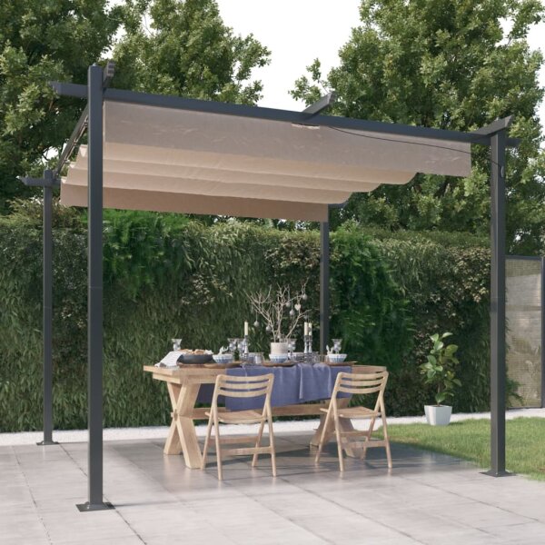 vidaXL Pavillon mit Ausziehbarem Dach 3x3 m Taupe