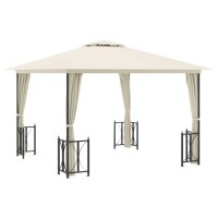 vidaXL Pavillon mit Seitenw&auml;nden &amp; Doppeldach 3x3 m Creme