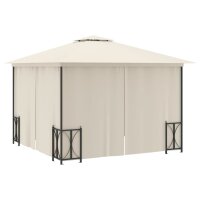 vidaXL Pavillon mit Seitenw&auml;nden &amp; Doppeldach 3x3 m Creme